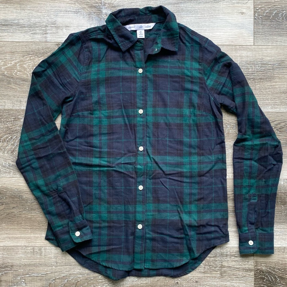 Blue Green Flannel Overshirt in 100% Cotton The Classic Shirt Old Navy